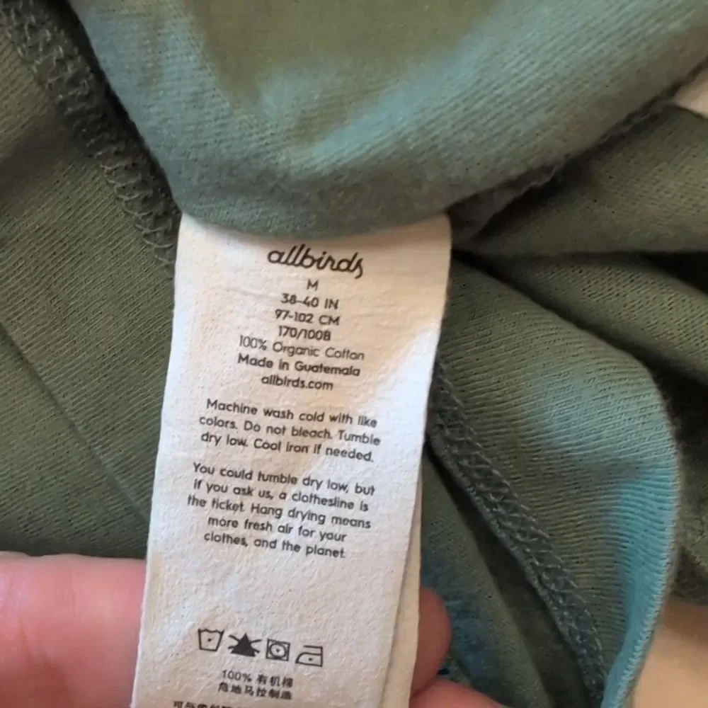 NWT Allbirds Cotton Long Sleeve Tee Hazy Cargo Green Size M